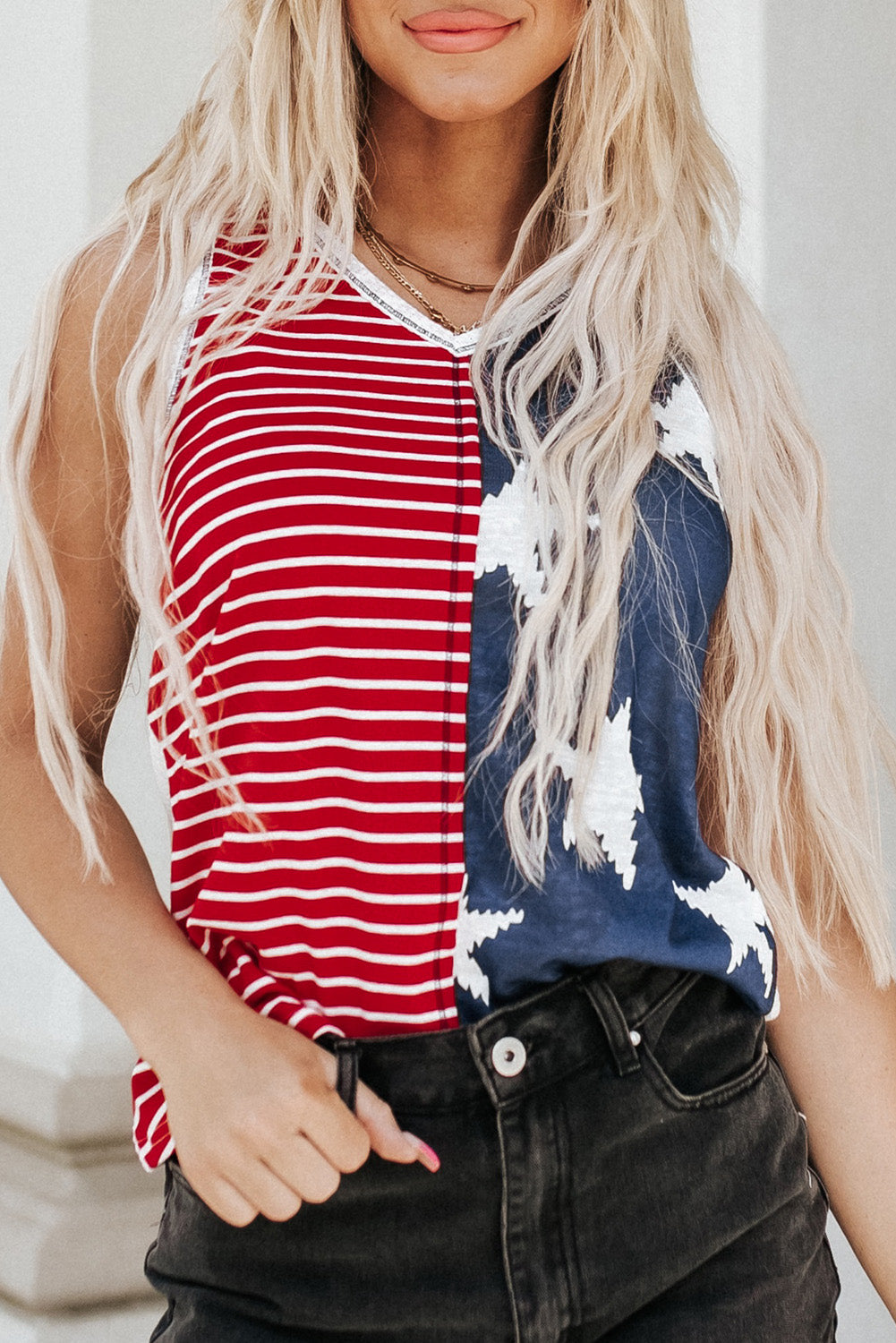 Red American Flag Stars and Stripes Tank Top