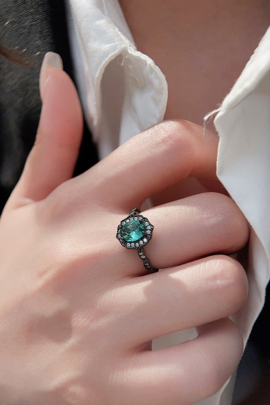 925 Sterling Silver Paraiba Tourmaline 4-Prong Ring